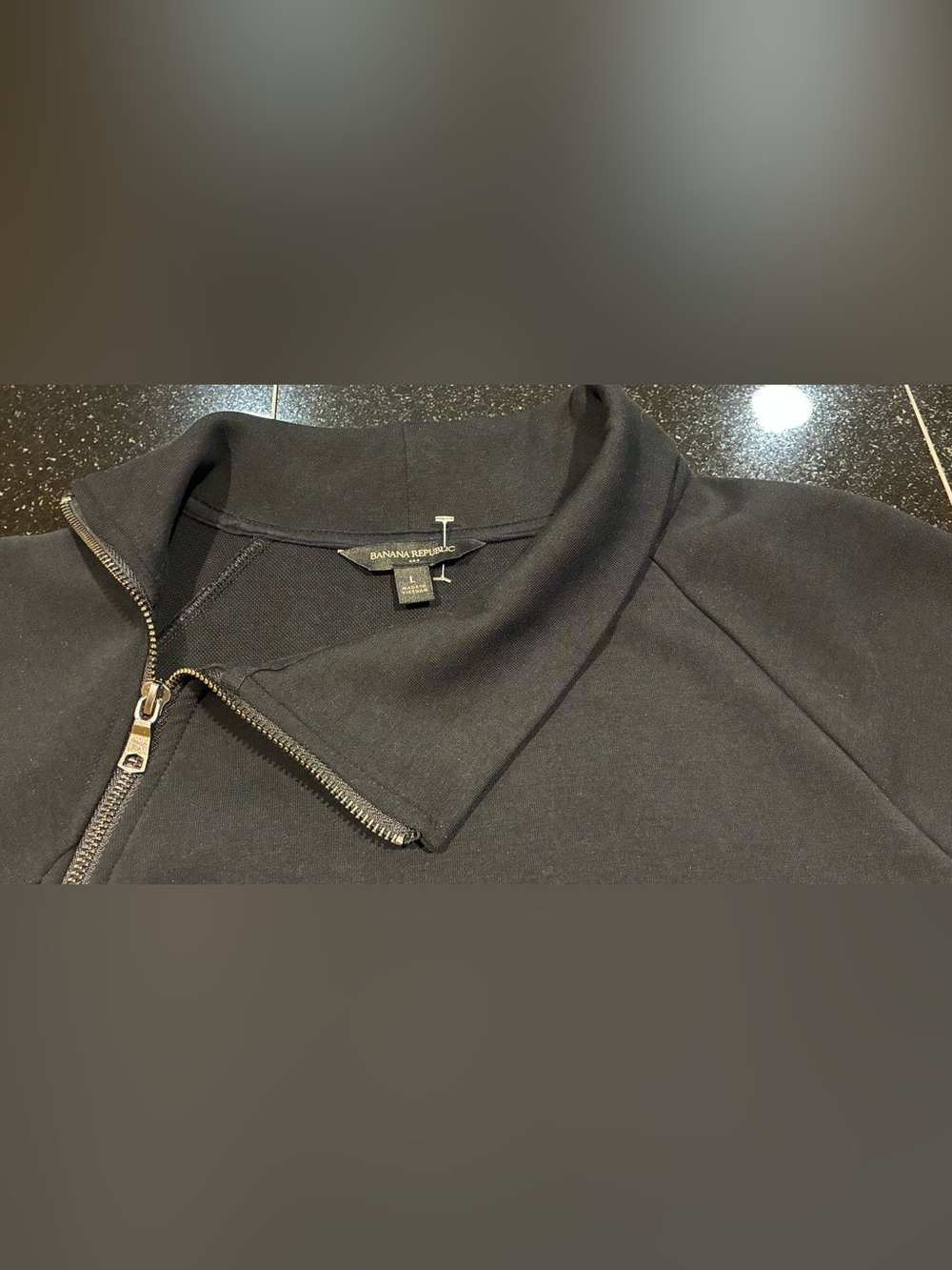 banana republic Jacket Asymmetrical Mock Neck 2way Zip Black SZ. Large NWOT - Picture 6 of 16